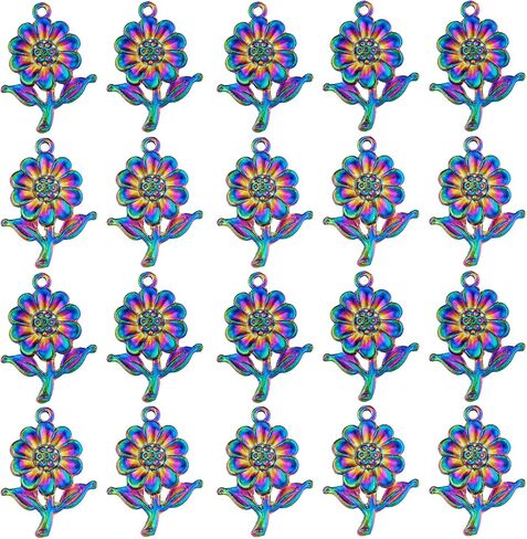 Alloy Cross Angel Wings Moon Flower Charms Pendant Rainbow Color Charms for Bracelet Necklace Earrings Jewelry Making DIY Craft Supplies in Saudi Arabia