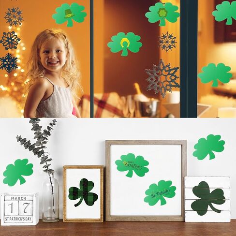 36 Pcs Large Four Leaf Clover Cutouts 10 x 8 Paper Four Leaf Clover Shape Cut-Out Green St. Patrick's Day Cutout Decoration with Glue Points for Kids School Craft Projects Classroom Irish Party Decor in Saudi Arabia