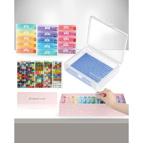 60pcs Diamond Art Storage Containers Trays ＆ Stand, Diamond Painting Accessories Diamond Painting Trays with Lids, 2-in-1 Diamond Art Trays and Diamond Painting Storage, Diamond Art Tools Storage Rack