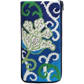 Stitch and Zip Eyeglass Case Needlepoint Kit- White Tulip