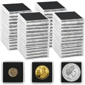 Uncle Paul 25 PCS Coin Capsules, Coin Snap Holders with 5 Sizes Black Gaskets 20/25/30/35/40mm, Clear Coin Cases for Coin Collection Supplies Silver Dollar Pounds Cents