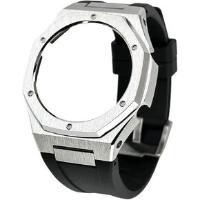 Casioak Modification Kit Octagonal Stainless Steel Watch Bezel and Fluororubber Strap for Casio G-SHOCK GA-B2100/GA-2100/GA-2110