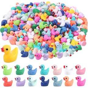 Mini Ducks 300 Pack Tiny Duck Figurines Bulk for Miniature Dollhouse Decor Accessories Garden Aquarium Potted Ornament Party Toys DIY Charms Office Classroom Activity to Hide