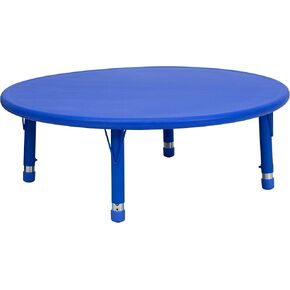 طاولة أنشطة قابلة للتعديل بارتفاع 45 بوصة من Flash Furniture Wren مصنوعة من البلاستيك الأزرق المستدير