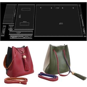 RIVEENY Acrylic Bucket Bag Templates,Acrylic Leather Bag Pattern Template Shoulder Bag Making Stencil Handmade Bag Template DIY Leather Craft Quilting Sewing Tool, HY0250A