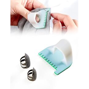 Sewing Template Kit, Sewing Thimble Finger Protector, Adjustable Finger Metal Shield Protector Pin Needles Sewing Quilting Craft Accessories DIY Sewing Tools