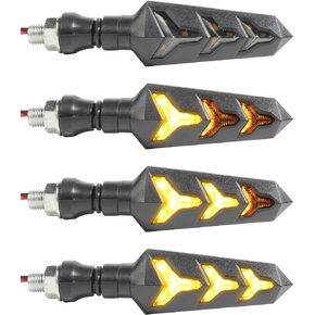 racoona 4pcs إشارات بدوره دراجة نارية، وامض دراجة نارية، اكسسوارات السيارات مؤشرات دراجة نارية تتدفق أضواء إشارة بدوره، Y شكل 12V 12 لمبات LED أضواء النهار تشغيل للدراجات النارية سكوتر قبالة الطريق