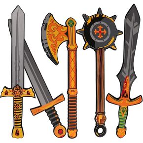 Foam Swords Weapons Toy for Boys - 17 inch Foam Sword Axe and Hammer - Pack of 5 Kids Weapons Foam Swords for Kids - Play Toy Swords Pretend Playset for Boys, Kids Foam Weapons Gift Boys & Girls