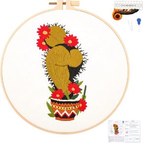 Crafmanoe Halloween Embroidery Starter Kits for Beginners Adults, Fall Pumpkin Stamped Cross Stitch Kits for Beginners Adults, Crow Gothic Embroidery Needlepoint Kits, Hoops, Fabric and Video Tutorial