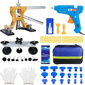 Dent Puller Hail Remover Kits,45pc Professional Car Paintless Dent Removal Tools,Adjustable Dent Lifter,Bridge Puller for Auto Dent Damage Removal