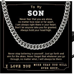 To My Son Necklace from Mom, To My Son Cuban Chain Necklace from Mom, Son Necklace from Dad, Mother And Son Necklace, Christmas Necklace for Son, Gifts for Son Christmas