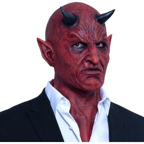 Ghoulish Productions Lucifer Red Demons Mask With Black Horms, Demon Scary Latex Mask Hyper Mask Line Adult Collectible Mask in Kuwait