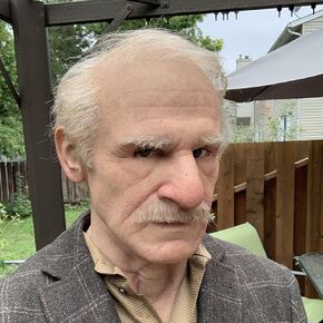 LALALOVE Old Man Mask Realistic/Smoking Old Lady Mask -Latex Headgear Cosplay Mask -Soft and BPA-Free Elder Mask