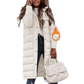 HEEKPEK Womens Winter Long Puffer Coats Down Thicken Warm Quilted Jacket Mid-Length with Side Zipper and Hood Outerwear