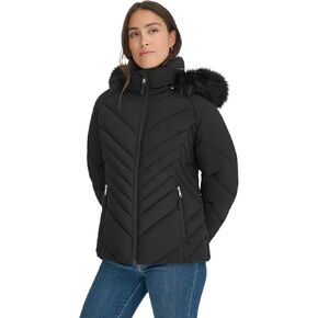 Tommy Hilfiger Women's Faux Fur Trimmed Short Puffer