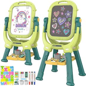 Victostar Easel for Kids, Rotatable Double Sided Adjustable Standing Art Easel with Drawing & Writing Accessories for Kids Boys and Girls