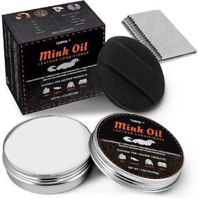 Mink Oil for Leather Boots, Leather Cleaner and Conditioner, All Natural Protects, Softens and Restores Color - 3.52 oz, Black