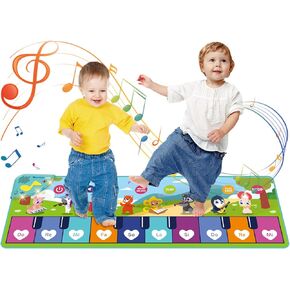 Floor Piano Mat for Toddlers 1-3, Kids Dance Mat Age 1-2, Baby Musical Mats Early Education Portable Piano Keyboard Carpet Touch Toys Birthday Xmas Learning Toys for 1 2 3 4 5 Year Old Boy Girl Gifts