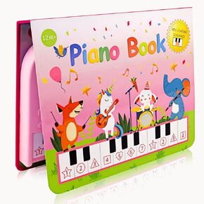 Love&Mini Pink Piano Book Toys with Lights and Sounds, Multi-Fun Learning Music Toys for Toddlers 1-3 Years, Birthday & Easter Gifts