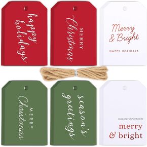 Beautiful Modern Christmas Gift Tags - 48 Quality Paper Labels with Rope for Personalizing Your Holiday Presents - Spread Joy and Cheer with These Festive Christmas Name Tag Stickers