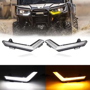 Dasbecan LED Daytime Running Lights Front DRL Turn Signal with Yellow Flashing Lights Compatible With Can Am Defender/MAX 2020+ Commander 2021+ Replaces# 715006896