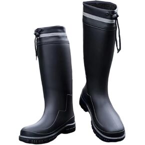 Rain Boots for Men Knee High Waterproof Garden Boots Mens Rubber Shoes with PVC Comfort Lightweight Work Mud Boots Resistant Durable Slip for Gardening Fishing Farming