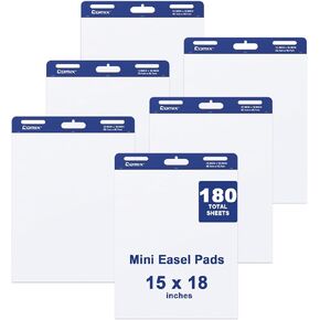 Comix Mini Size Sticky Easel Pad, 15 x 18 Inches Flip Chart Paper for Teachers, Anchor Chart Paper for Office, 30 Sheets/Pad, 6 Pads/Pack