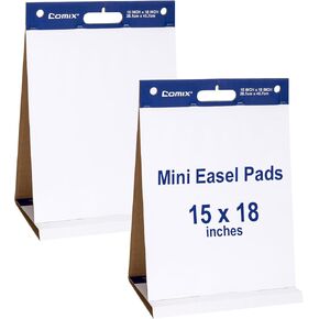 Comix Sticky Portable Tabletop Easel Pads, 15 x 18 Inches Flip Chart Paper for Training, Presentation, Meetings, Doodling, 20 Sheets/Pad, 2 Pads/Pack