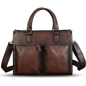 Genuine Leather Messenger Bag Briefcase for Men Vintage Real Leather Shoulder Bag Crossbody Bag Computer Laptop Bag in Kuwait