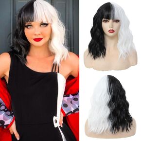 Orange Wig with Bangs for Women Short Bob Loose Wavy Wig Curly Wavy Shoulder Length Bob Synthetic Cosplay Wig for Girl Colorful Costume Wigs