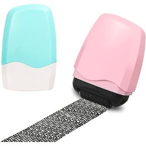 WAFJAMF ختم سرقة الهوية، قطعتين، ختم دوار للأمان ذاتي التحبير، ختم دوار للمعلومات الخاصة، مثالي لحماية الخصوصية، أخضر + وردي in Kuwait