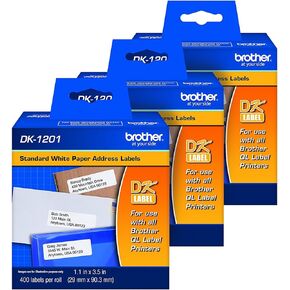 Brother Genuine DK-1201 Die-Cut Standard Address Labels, 400 Labels per Roll, 3 Rolls – for Use with All QL Label Printers