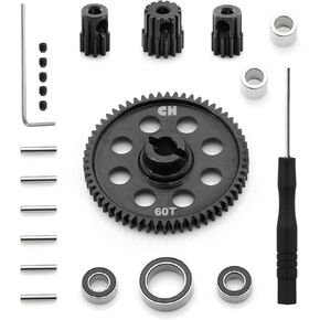 1:18 RC Car Spur Gear, 0.5M 60T Hardened Steel Metal Main Gear for 1/18 RC Car Traxxas LaTrax Teton,Rally,Desert Prerunner, SST 7640
