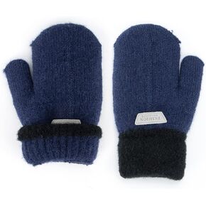 Double Layer Warm Knit Mittens for Kids Girls Boys Winter Outdoor Gloves for 5-10 Years