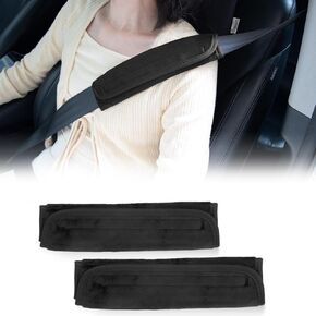 PSLER Universal Car Seat Belt Pads - Soft and Comfortable Car Seat Belt Pads Strap Cushion Cover Seatbelt Pram Strap Covers Backpack Shoulder Pad Automotive Seat Belt Pad Cover for Adults (Black)