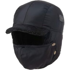 Oversized XL/XXL Waterproof Aviator Cap Faux Fur Earflap Mask Winter Trapper Hat Cold Weather