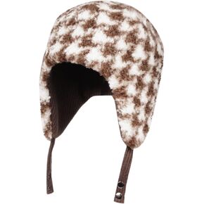 CLAPE Men's Fleece Warm Trapper Hat Corduroy Winter Ushanka Russian Hat Snow Eskimo Hat with Ear Flaps for Cold Weather
