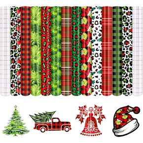 Christmas Permanent Adhesive Vinyl-12 Sheets 12 * 10inches Leopard Pattern Self Adhesive Vinyl Water Proofing Permanent Vinyl for Mugs Vinyl Compatible with Sillhoutte Cameo and Cricut in Kuwait