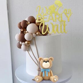 Bear Cake Toppers Bear Balls Cake Decorations with Stars Clouds Cake Toppers for Boy Girl Baby Shower Birthday Party Decorations (Blue Bear Set)