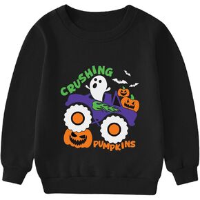 Kids Halloween Sweatshirt Glow In Dark Toddler Boys Girls Pumpkin Long Sleeve Jumper Skeleton Sweater Shirt 1-7T