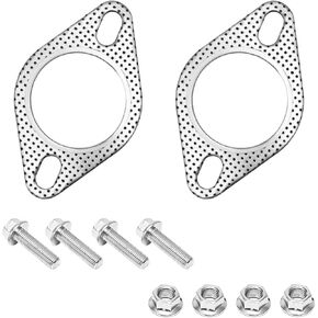 2 PCS Car Exhaust Gasket, 2.5 Inch 2-Bolt Exhaust Pipe Flange Gasket Replacement with 4 Screws, High Temp Exhaust Gasket for Headers Turbo Catback Axleback, Car Accessories in Kuwait