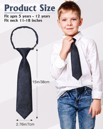 Kajeer Pre-tied Boys Tie, Adjustable Toddler Kids Tie for Wedding School Uniforms, 2 Sizes in Saudi Arabia
