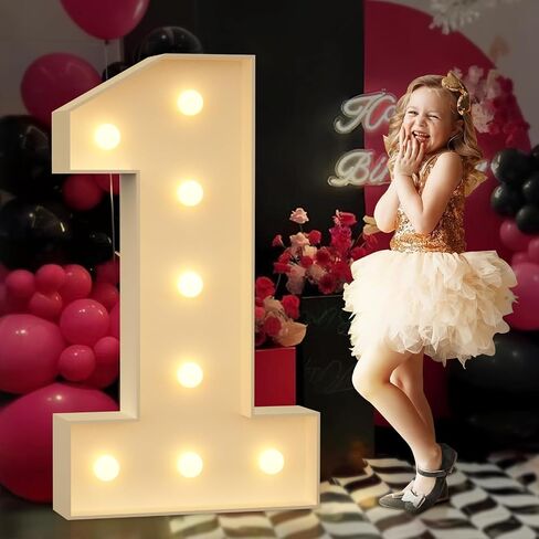 Light up Numbers 1, 3FT Giant Marquee Numbers for 1st 16th 21st Birthday Decoration, Large Light Up Numbers for Anniversary Party Decor, Pre-Cut Foamboad Mosaic Numbers in Kuwait