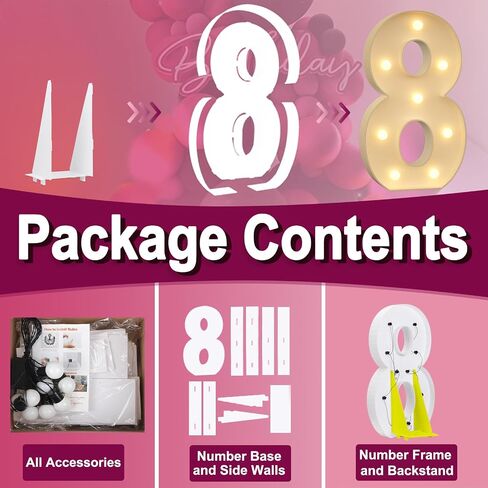 Light up Numbers 1, 3FT Giant Marquee Numbers for 1st 16th 21st Birthday Decoration, Large Light Up Numbers for Anniversary Party Decor, Pre-Cut Foamboad Mosaic Numbers in Kuwait