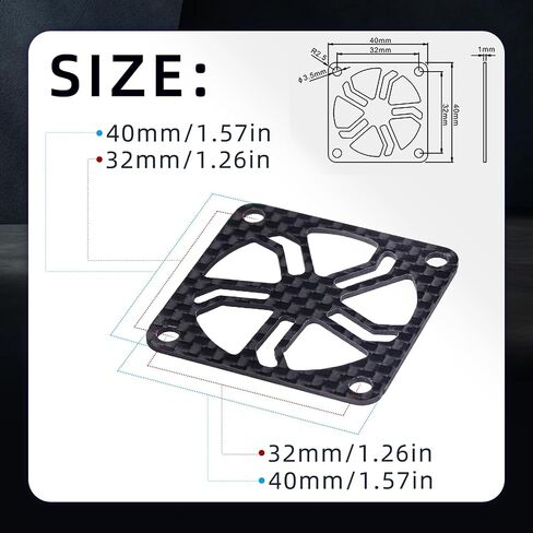 2Pcs RC Cooling Fan Cover, Carbon Fiber Electric Motor Cooling Fan Cover with Screw, Light Weight ESC Motor Heatsink Protector for RC Car Boat Truck Motor (30x30mm) in Saudi Arabia