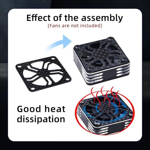 2Pcs RC Cooling Fan Cover, Carbon Fiber Electric Motor Cooling Fan Cover with Screw, Light Weight ESC Motor Heatsink Protector for RC Car Boat Truck Motor (30x30mm) in Saudi Arabia