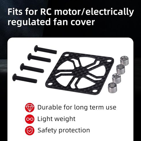 2Pcs RC Cooling Fan Cover, Carbon Fiber Electric Motor Cooling Fan Cover with Screw, Light Weight ESC Motor Heatsink Protector for RC Car Boat Truck Motor (30x30mm) in Saudi Arabia
