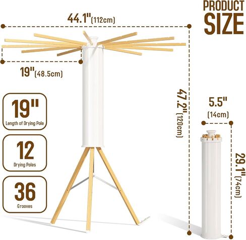 Tripod Clothes Drying Rack, Octopus Drying Rack, Portable and Foldable Space Saving Drying Rack,16 Expandable Rods,Wooden, Collapsible Drying Rack for Camping, Balcony, Bedroom and Laundry Room. in Saudi Arabia