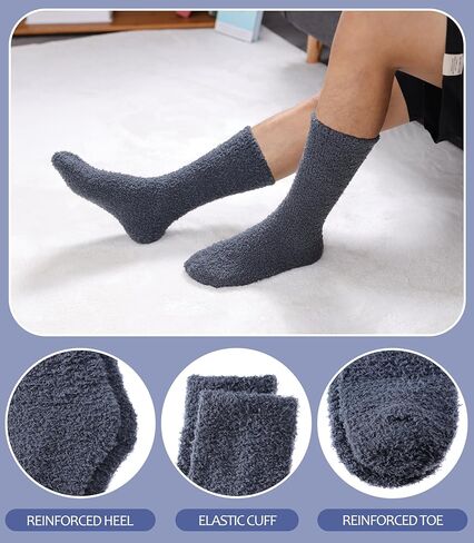MQELONG Fuzzy Socks for Men & Women Cozy Fluffy Winter Warm Slipper Socks Microfiber Soft Home Sleeping Socks in Kuwait