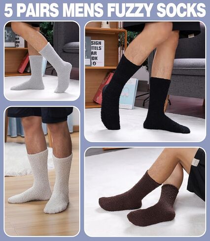 MQELONG Fuzzy Socks for Men & Women Cozy Fluffy Winter Warm Slipper Socks Microfiber Soft Home Sleeping Socks in Kuwait
